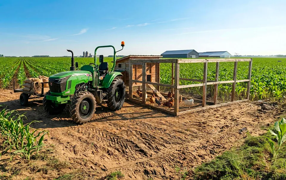 Tractor Bull TNJ-504 de 50 HP trabajando en el campo
